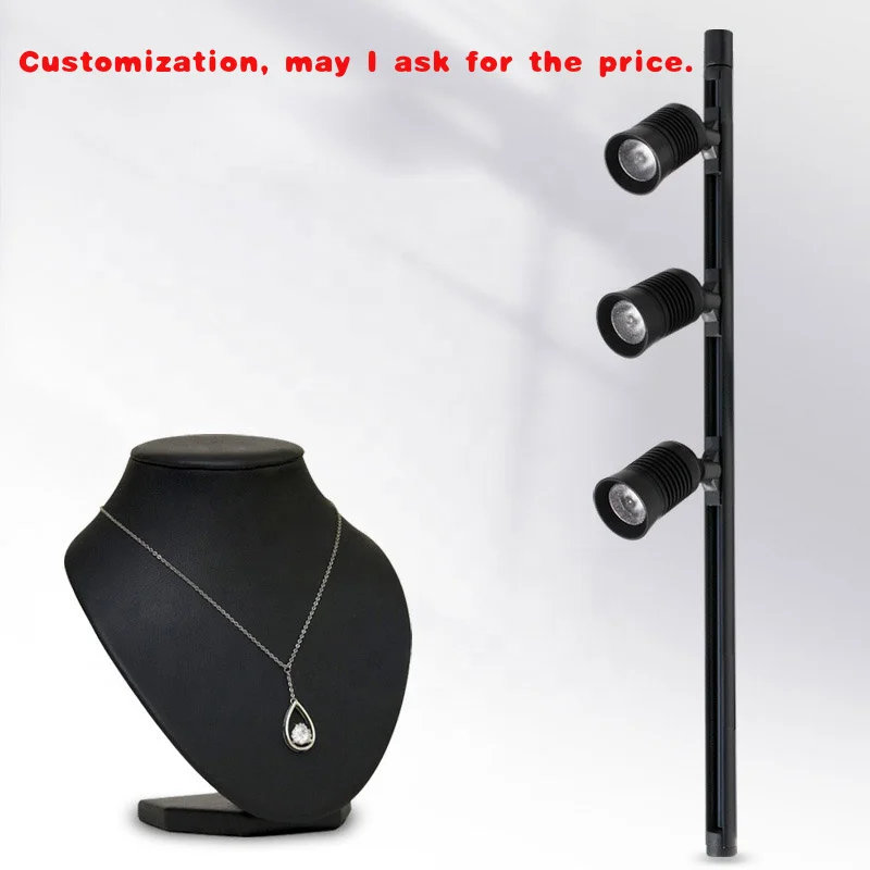 custom.Modern Luxury Jewelry & Watch Display Cabinet LED Track Light Spotlight with Adjustable Height