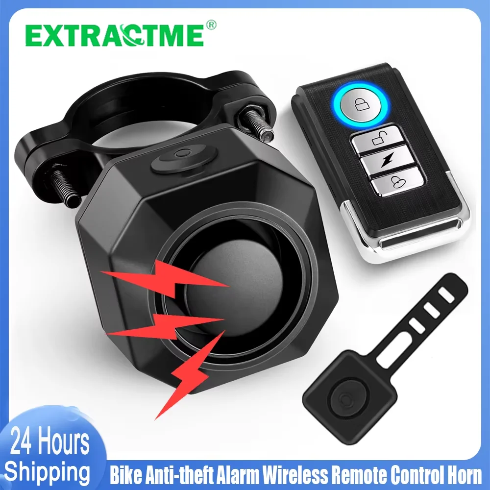 Extractme Alarme de vélo sans fil, étanche, alarme de sécurité pour vélo, système de sécurité, charge USB, télécommande