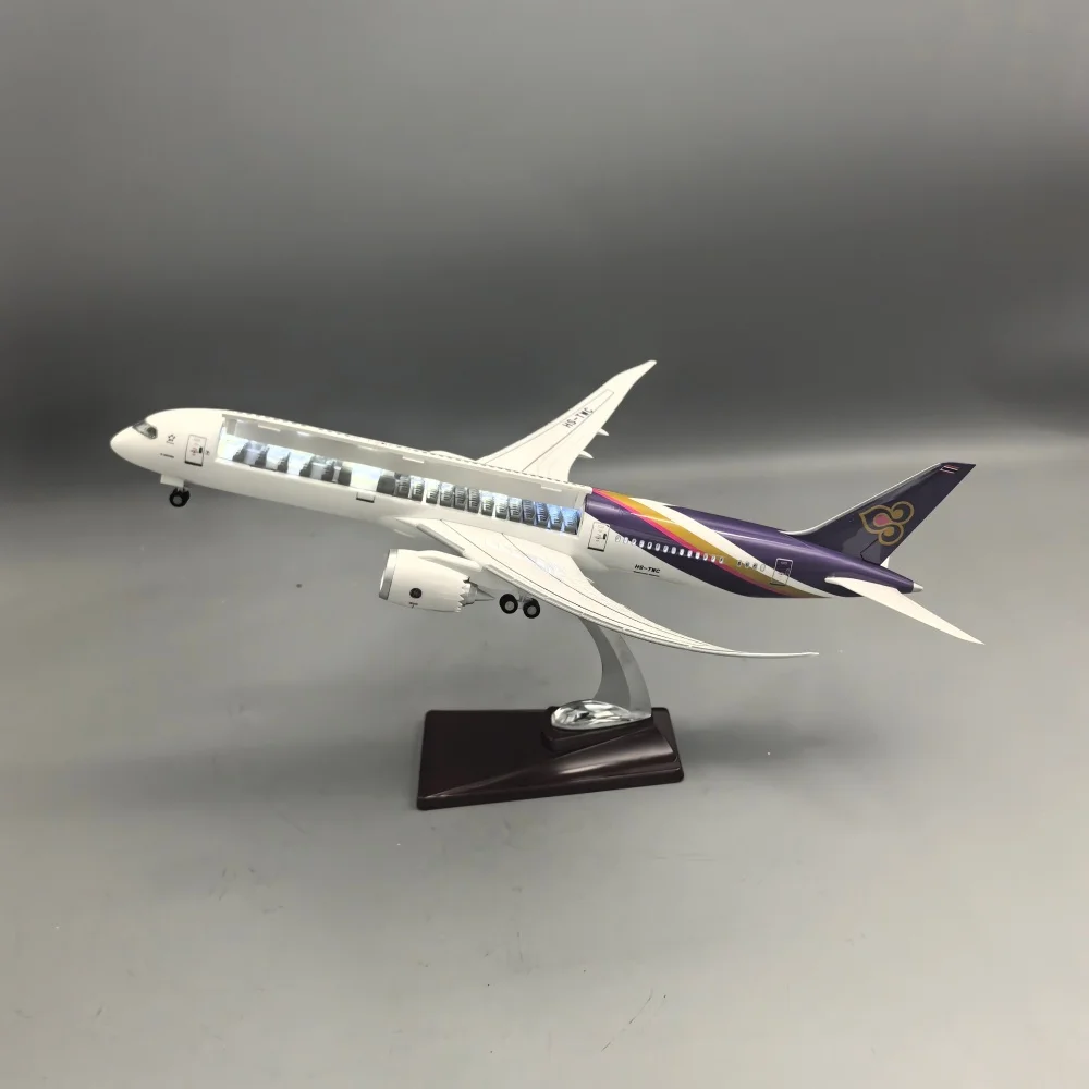 43cm Thai Airways B787-9 Diecast Airplanes 1/150 Scale Aircraft Resin Model Plane Openable Cabin Cover Aviation Display Souvenir