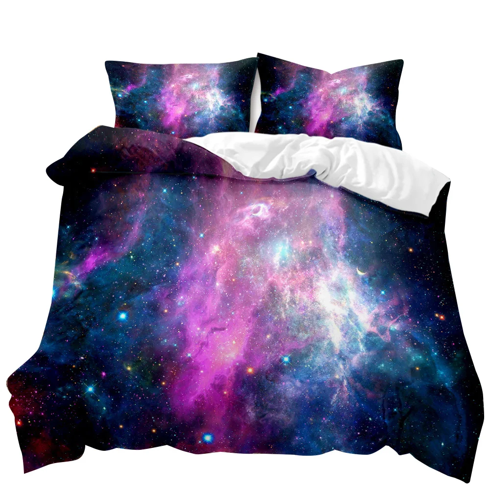 Star Space Duvet Cover Dusty Gas Cloud Nebula And Star Clusters In The Outer Space Polyester Bedding Set Double Queen King Size