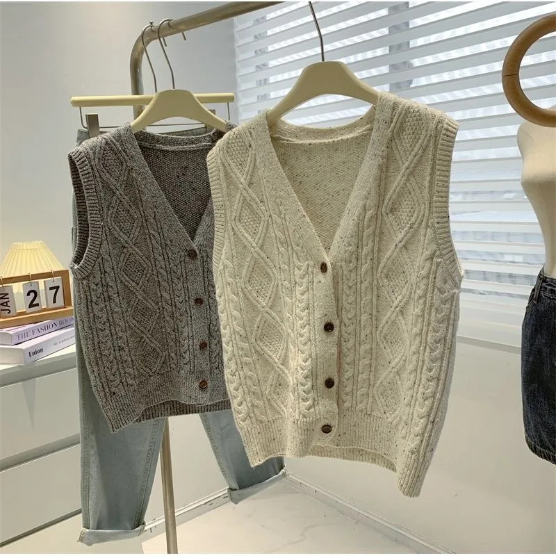 Miscellaneous Knitted Sweater Vest Cardigan Women 2023 Spring and Autumn Loose Sleeveless Sweater Vest Casual Tank Top Women