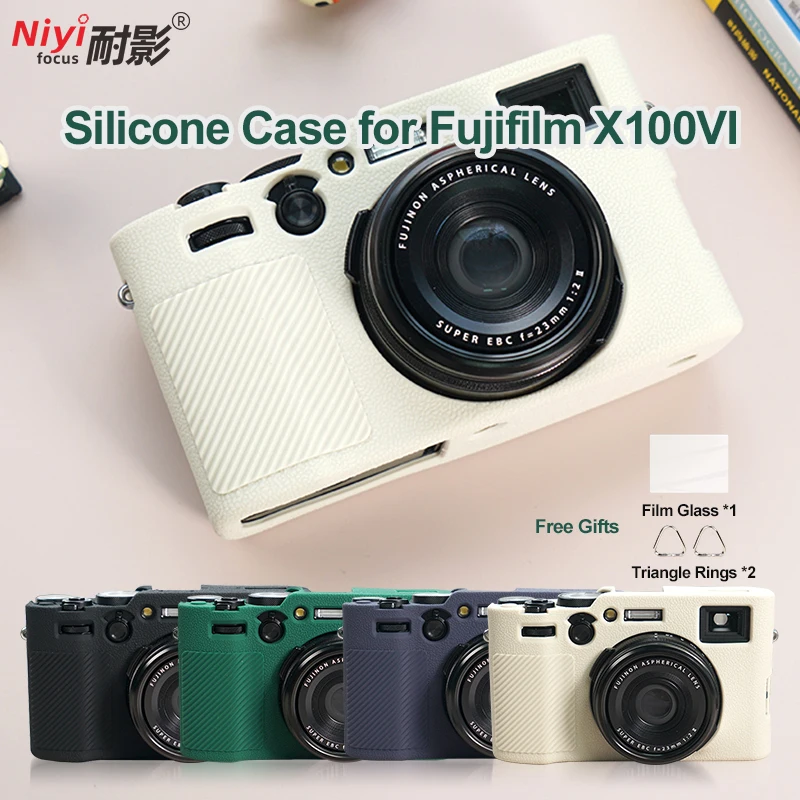 for Fujifilm X100VI Camera Soft Silicone Case Cover Protector Full Body Case Film Glass Hand Strap Retro Fuji X100 Mark6