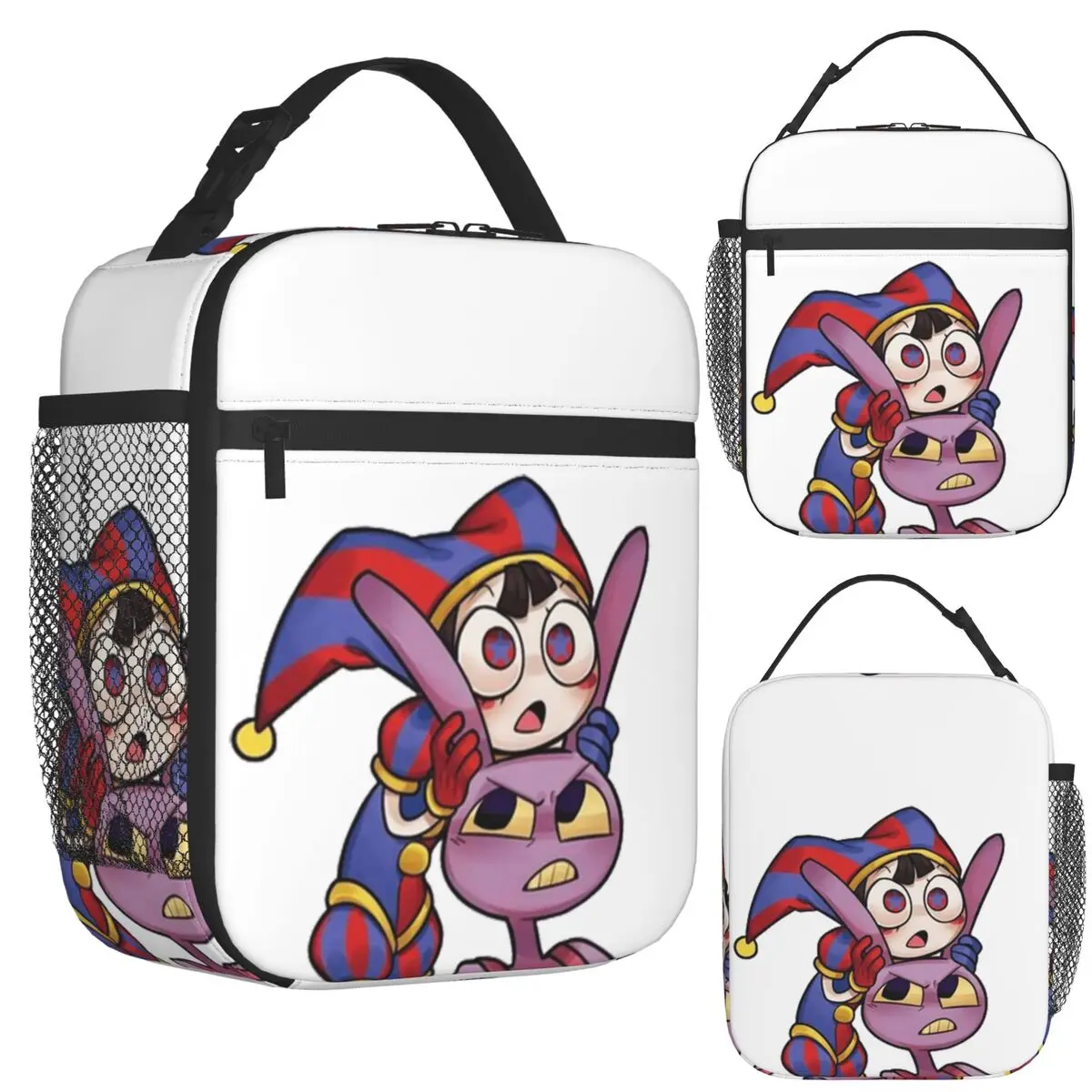 

Pomni Tadc Jax The Amazing Circus изолированная сумка для обеда для хранения пикника, коробки для еды, контейнер-холодильник, термосумка для обеда