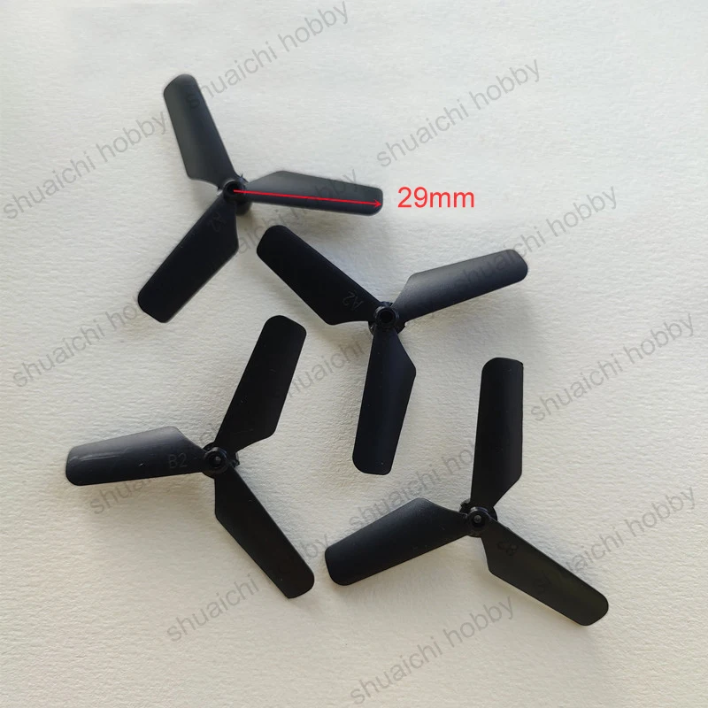 2Pairs Fighter Plane Black Three Blades Propeller 7.4mm Height 2.9x2.25mm Mounting Hole Mini Airfoil Blade for RC Drone Foam UAV