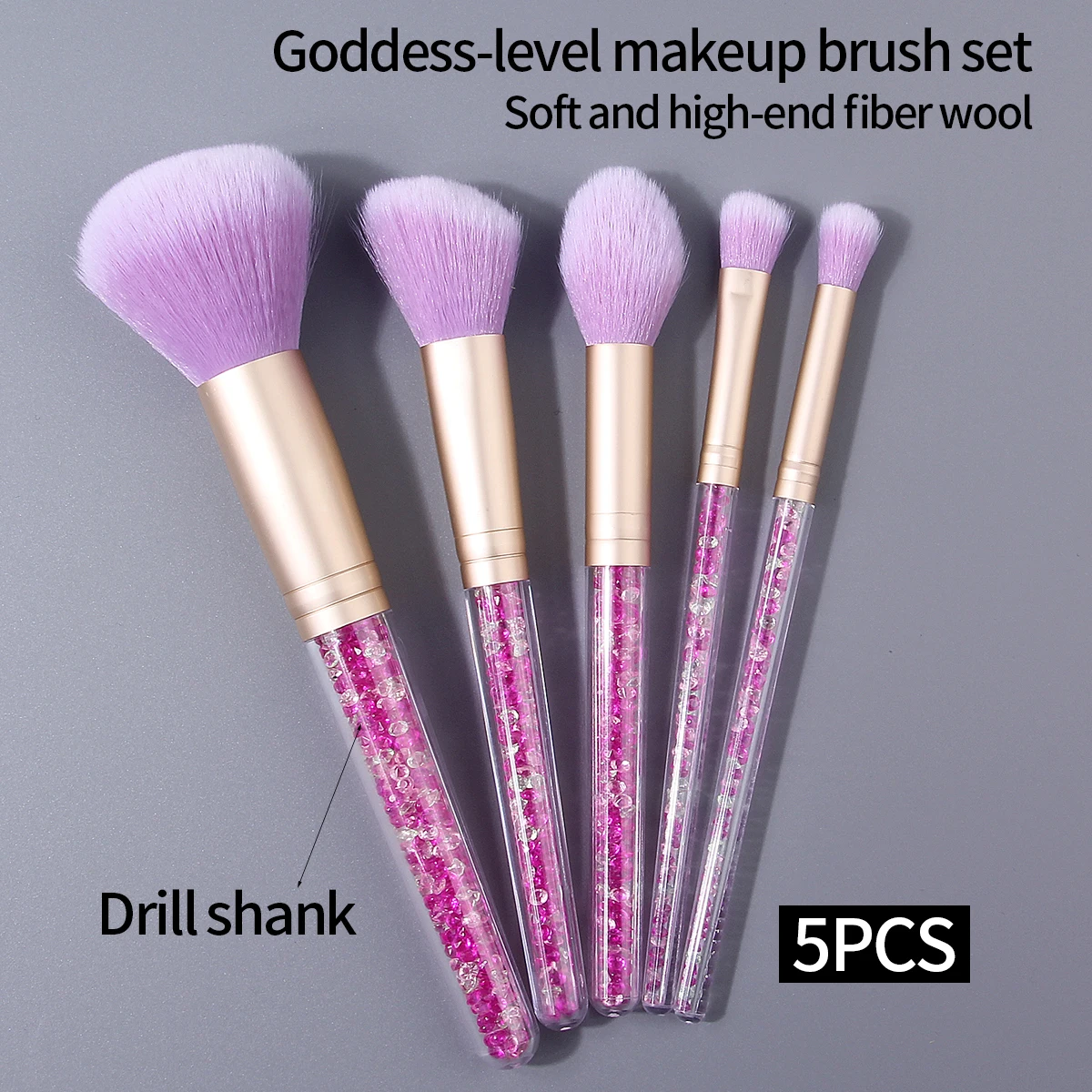5PCS ダイヤモンドハンドルパウダーブラシ、ブラッシュブラシ、コンシーラーブラシ、アイシャドウブラシ、多目的メイクブラシセット、美容ツール