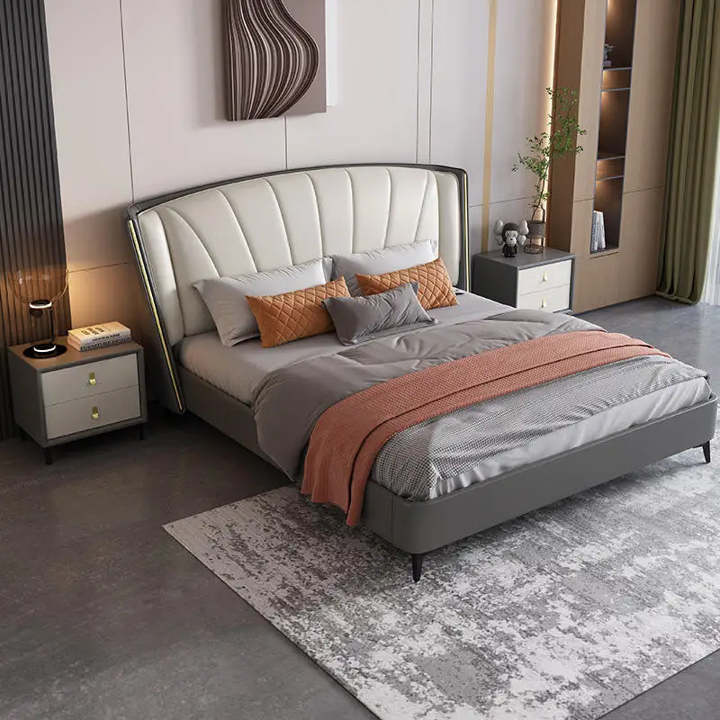 MS-KEHUI Leather Double Bed Deluxe King Size Headboard Tufted Faux Cylinder-bed-leather-sewing of Storage Leather Double Bed&