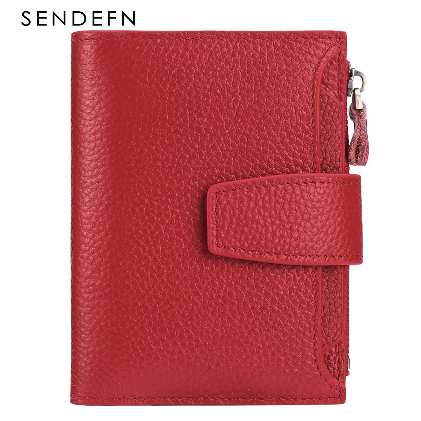 SENDEFN Fashion Women Coin Purse Wallet RFID Blocking Genuine Leather Wallet Zipper Card Holder Money Bag Short Wallet 5191