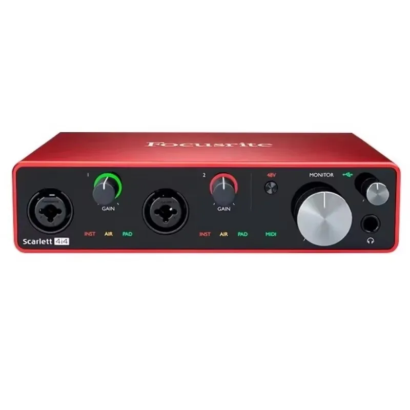 Focusrite Scarlett 4i4 3rd gen 4 input 4 output USB audio interface recording sound card for Microphone Guitar Bass