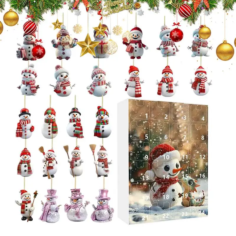 

Advent Calendar 2024 Flat Acrylic Snowman Christmas Countdown Advent Calendar 24 Days Christmas Tree Pendant Holiday Decorations