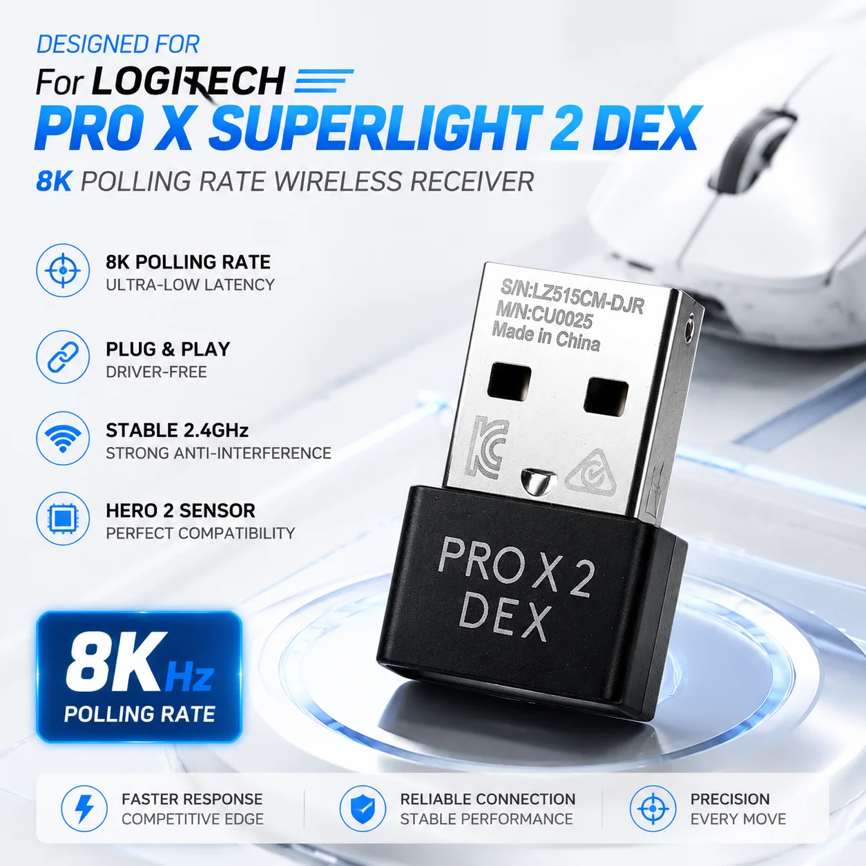 For Logitech PRO X SUPERLIGHT  - Gaming Keyboard Mouse Wireless recension och pris