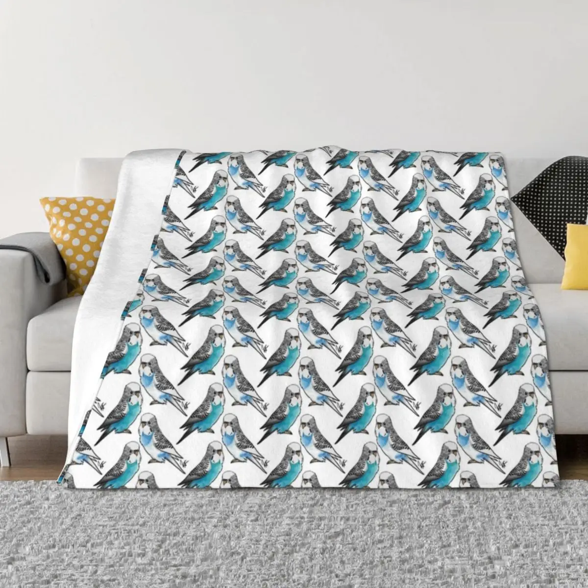 

Two Budgies Throw Blanket Sofa Throw Multi-Purpose Furry Fashion Sofas Blankets