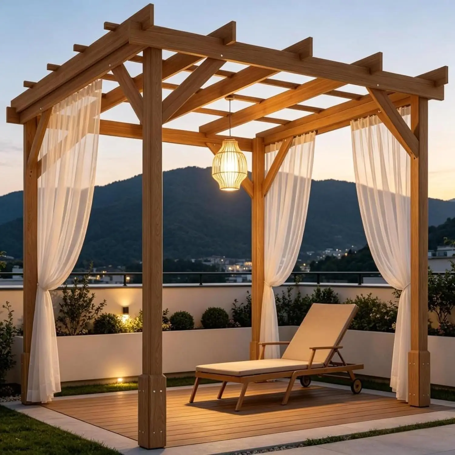 Wooden Pergola Gazebo Lattice Roof Trellis Shade for Climbing Plants Backyard Deck 6.6ft, Customized