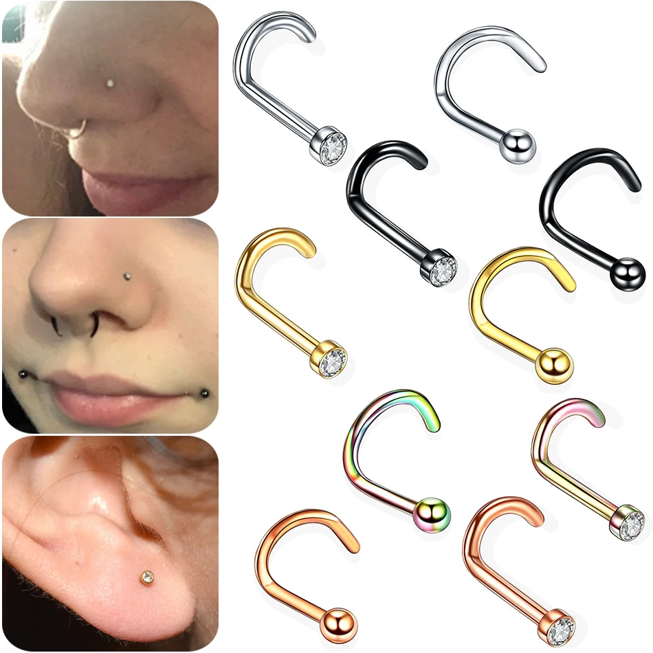 G23-GEMA de titanio para la Nariz, Piercing para la Nariz, 20G, 18G, 6MM, joyería corporal, 10 unidades por lote