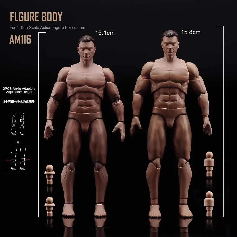 MUFF TOYS ADAM 1/12 مقياس ذكر الجندي الهزلي قوي العضلات الجسم 6 ''سوبر مرنة المشتركة عمل الشكل الجسم دمية #5