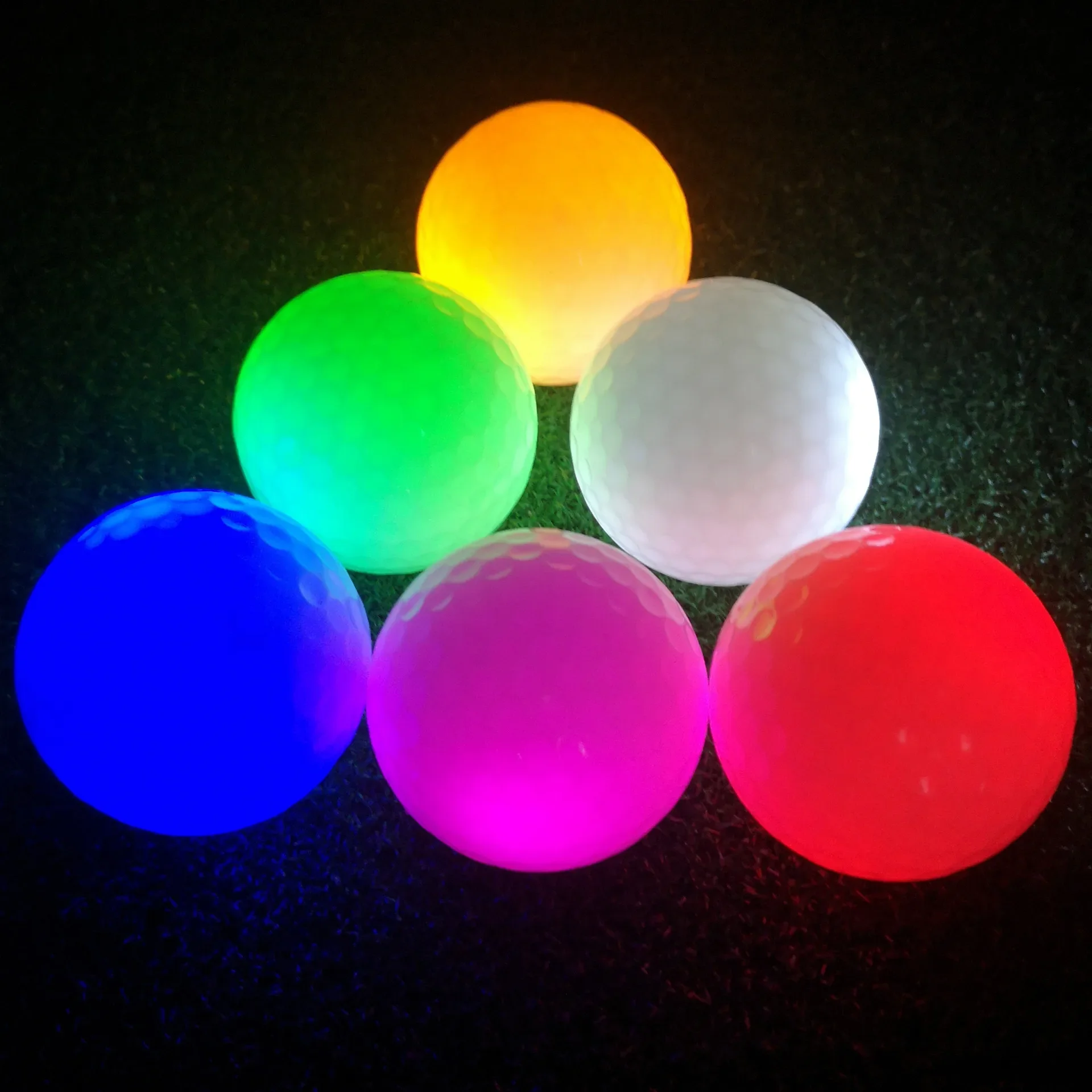 PGM Golf Flash Constant Brightness Ball Glow Multi color LED Light Night Course Ball 6pcs Random Colors