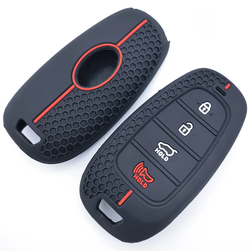For Hyundai Tucson Solaris Sonata Hybrid NEXO NX4 Santafe Dn8 2020 2021 2022 Silicone Key Fob Cover Case Protect Skin Hood view 3