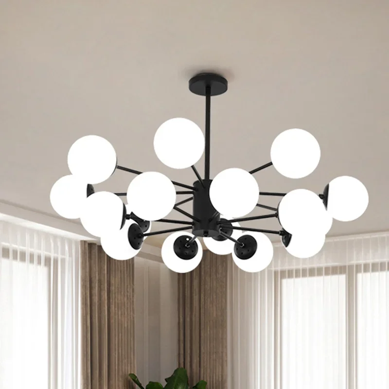 

Modern Lustre Chandeliers Living Room Bedroom Ceiling E27 LED Adjustable Ball Glass Hanging Lamp Dining Room Lighting Fixtures