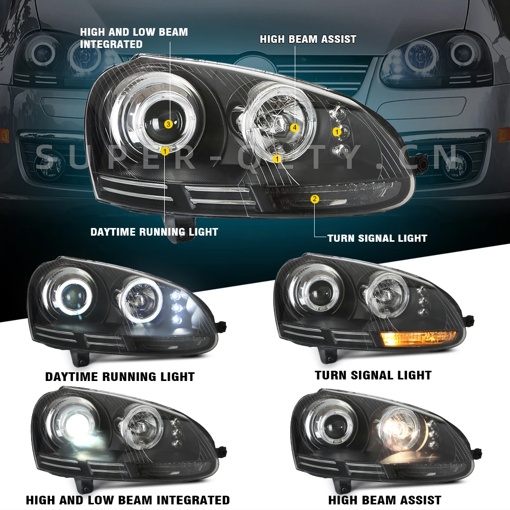 For Volkswagen Golf 5 headlight assembly 2006-2011 modified LED daytime running lights