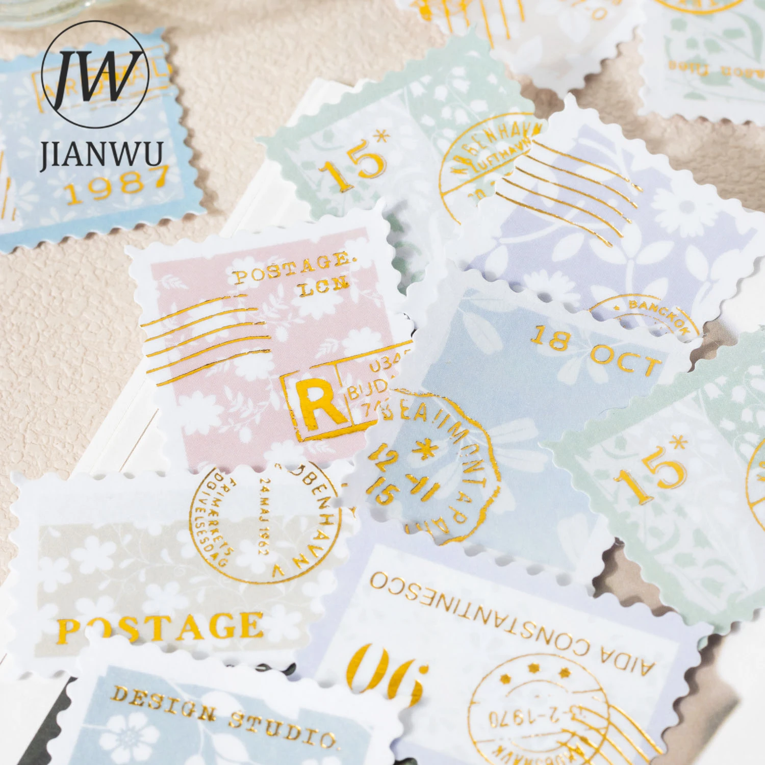 JIANWU Letter From The Garden Series Vintage Stamp Material Collage Sticker Creative DIY Journal Scrapbooking Stationery