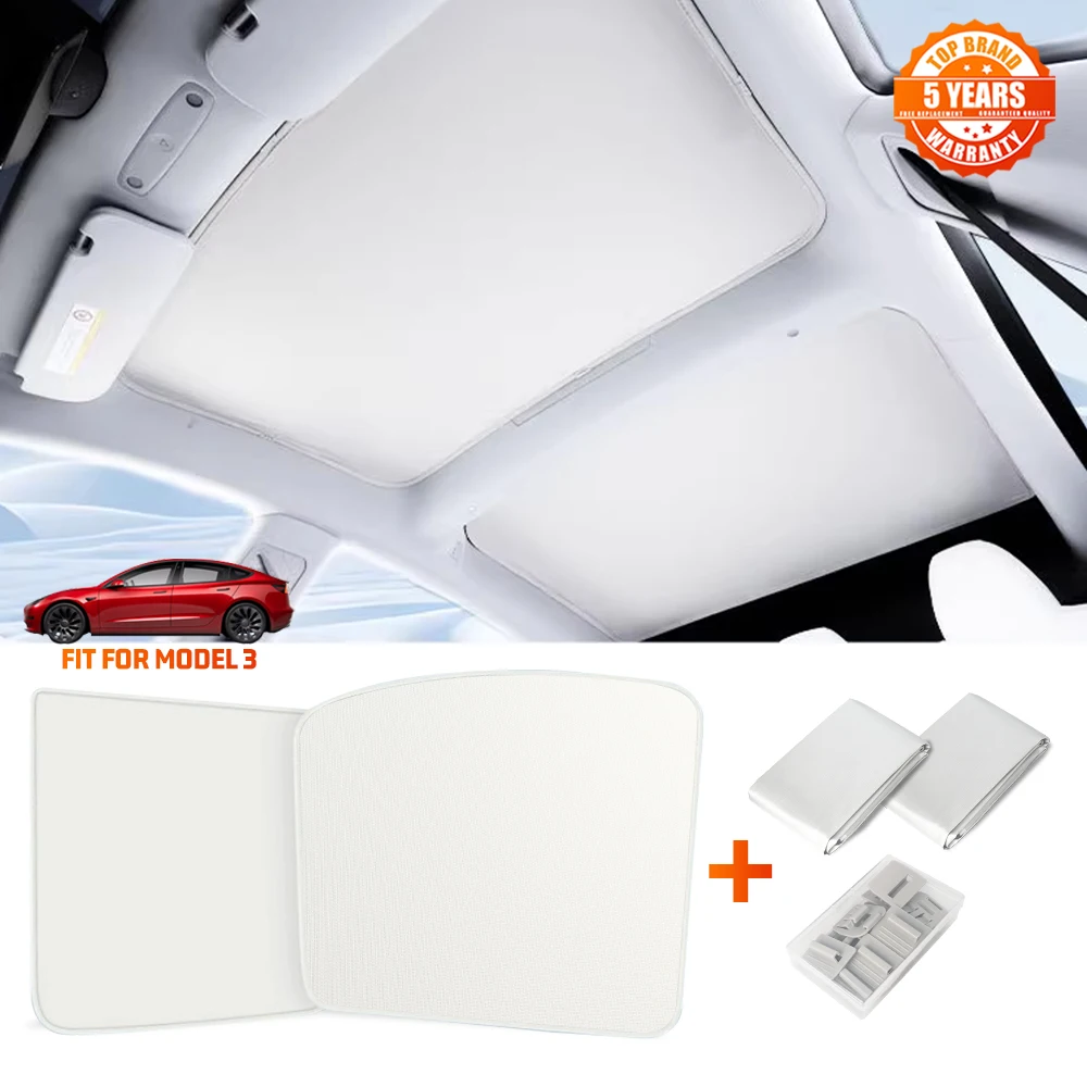 

Солнцезащитный козырек HAOLIDE для Tesla Model 3/Y (2017-2023) из ткани Ice Cloth с застежкой, для переднего стекла, для использования вне дорог