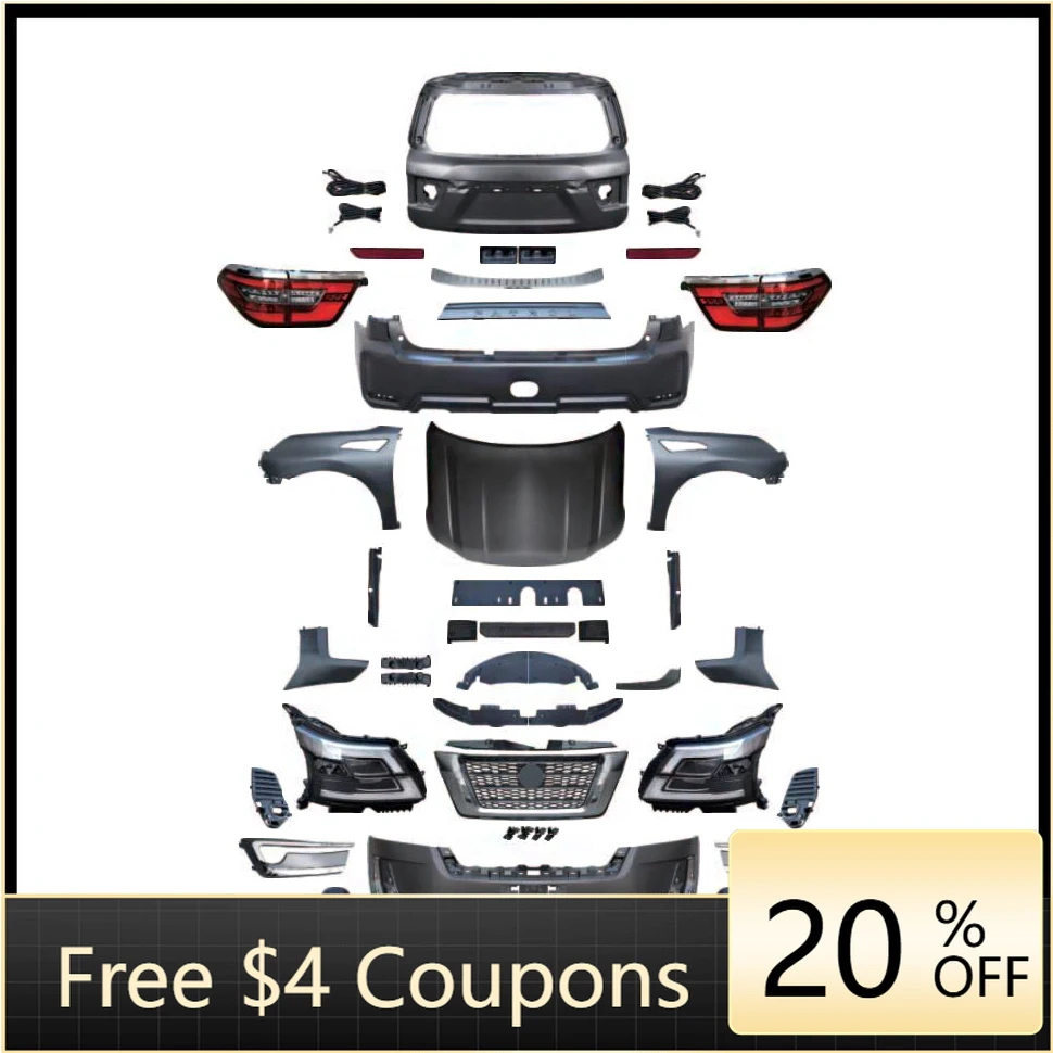 

yzhgb2020 Patrol Upgrade Performance Parts Body Kit Headlights Rear Taillights Front Bumper Fog Light Frame Compatible 16-19