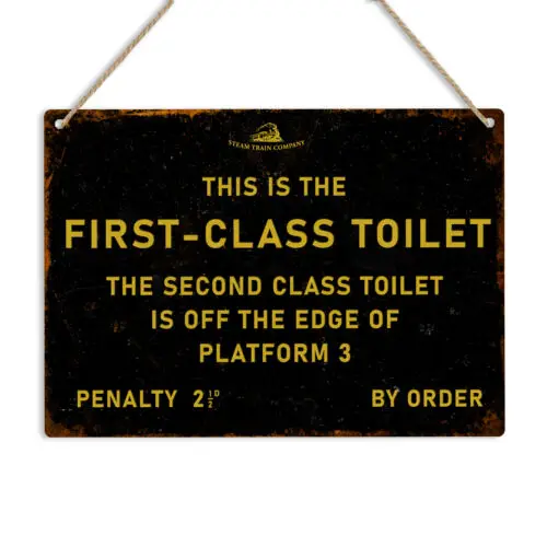 Steam Train Toilet Metal Sign Funny Retro Bathroom Wall Plaque Railway Art Gift