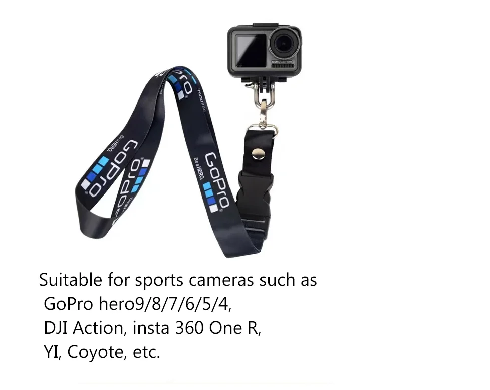 60cm Detachable Long Anti-lost Neck Strap Lanyard Sling for GoProHero13 12 11 10 9, Insta360 One R/RS/DJI Other Action Cameras