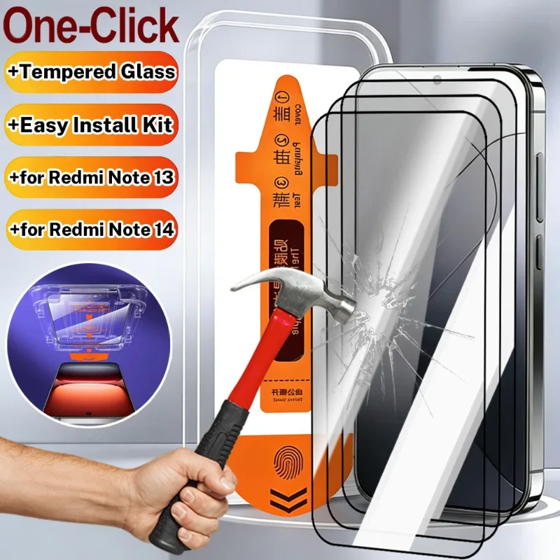 

1-3Pcs Screen Protector Tempered Glass Automatic Dust Removal Full Protective Cover for Xiaomi Redmi Note 14 Pro+ 13Pro 13R 5G