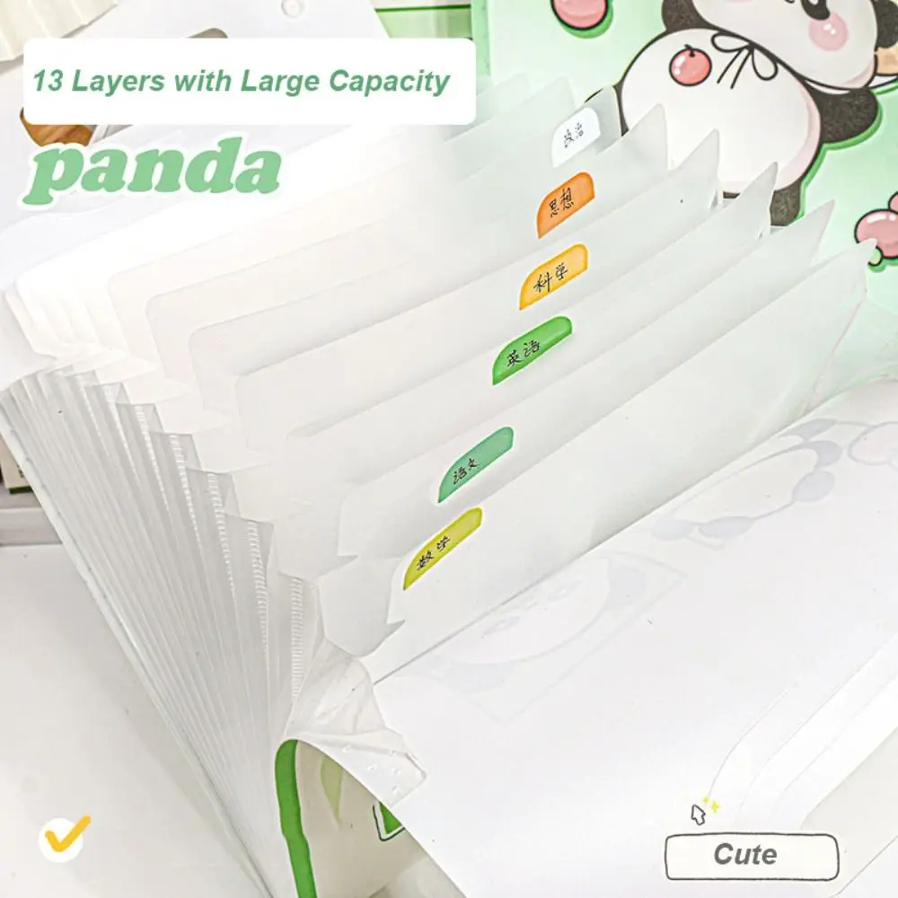 Cute Panda A4 File Folder Creative Cartoon File Organizer Waterproof Large Capacity Envelope Folder