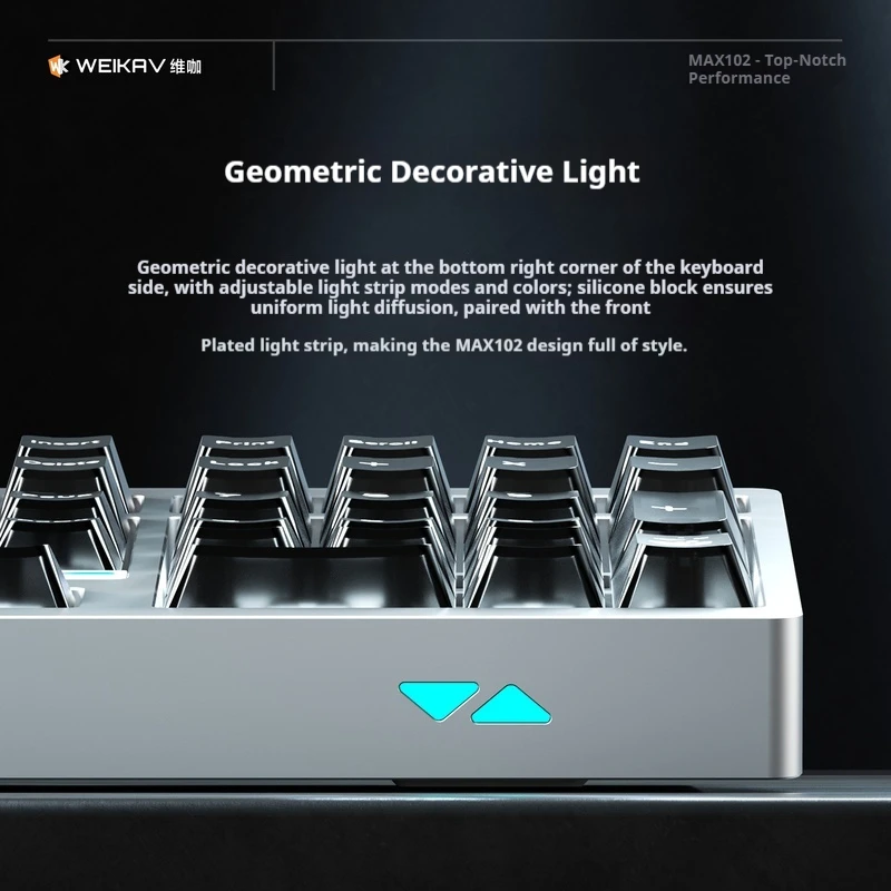New Weikav Max102 Aluminum Alloy Mechanical Keyboard Three Mode Wireless Bluetooth Electroplated Decorative Light Strip Keyboard