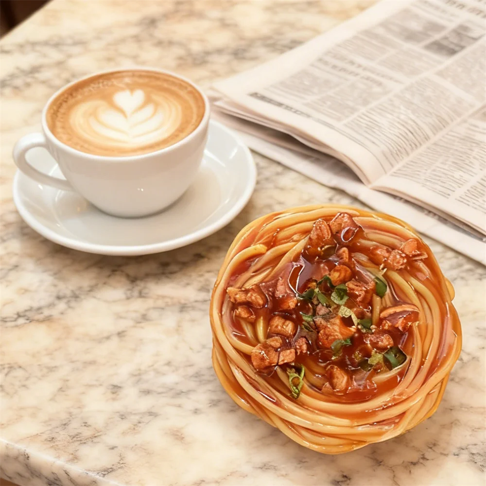 No-Plate Pasta Model Cute Meat Sauce Onion Italian Pasta Fake Food Model for Display Kitchen Simulation Toy
