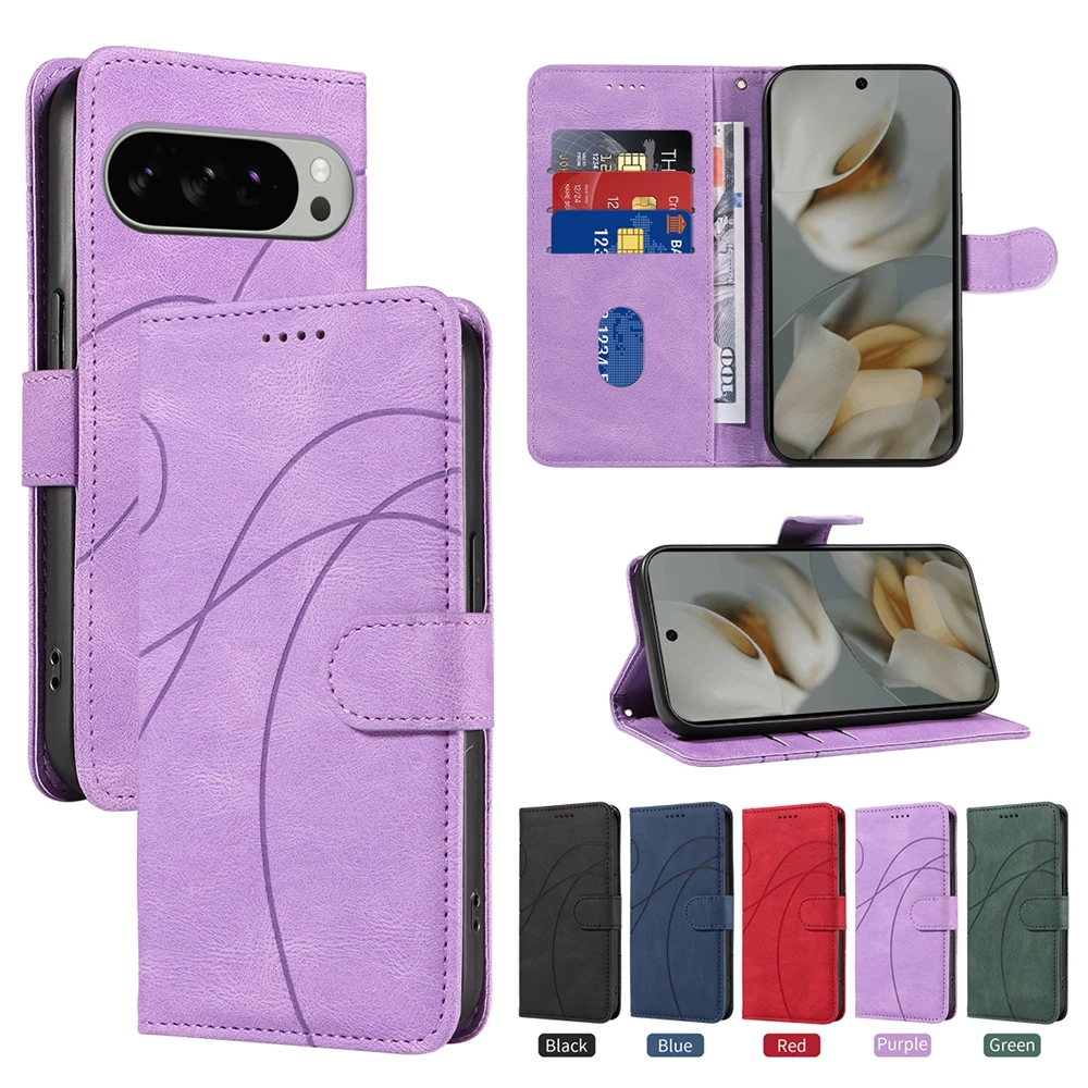 Google Pixel 9 - Funda de cuero magnética tipo cartera