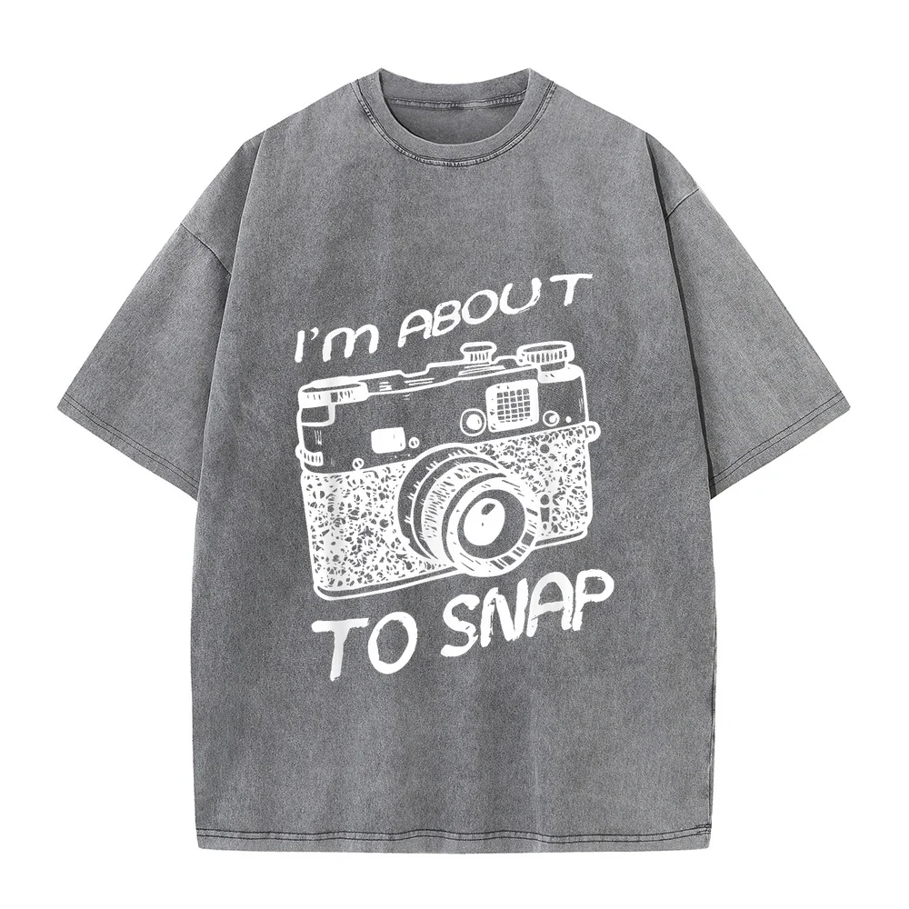 I Am About To Snap Vintage Camera Photographer T-Shirt 고퀄 У2к Oversized T Shirt Daily Women Cute Printed Short Sleeve Men