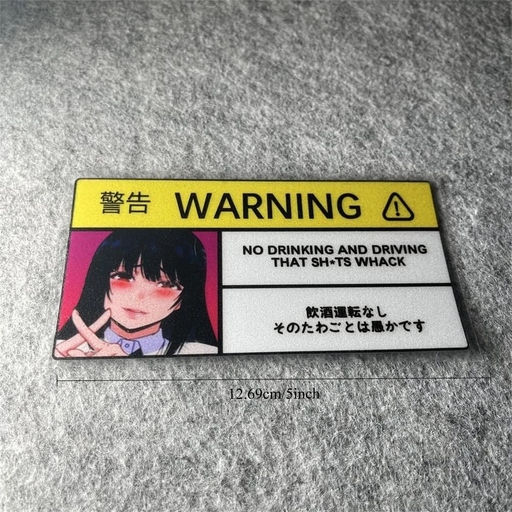 Adesivo de Vinil Refletivo com Aviso de Não Beber Horayten, Menina Anime, para Motocicleta, Carro, Capacete, Janela, Tanque, Decoração para Condução S
