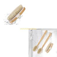 Natural Bristles Back Scrubber Shower Brush With Detachable Long Wooden Handle D