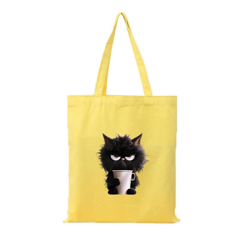 Canvas Bag High-Definition Digital Printed Shopping Bag Cat Pattern Environmentally Friendly And Portable Linen Bag ﻿