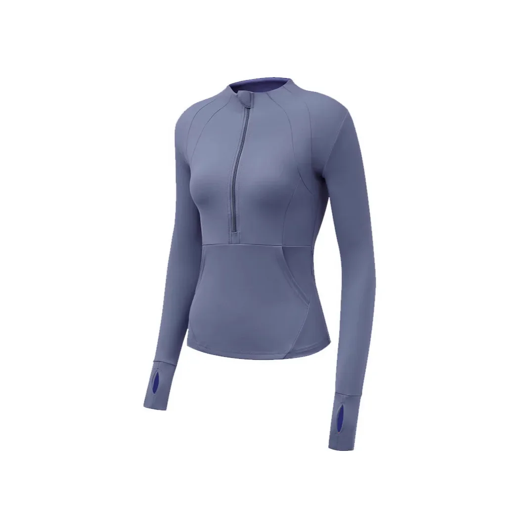 جديد 2025 لولو نصف سحاب تنفس الوقوف طوق اليوغا رياضية سليم صالح خفيفة الوزن ركوب الدراجات سترة للنساء الصيف رقيقة #5