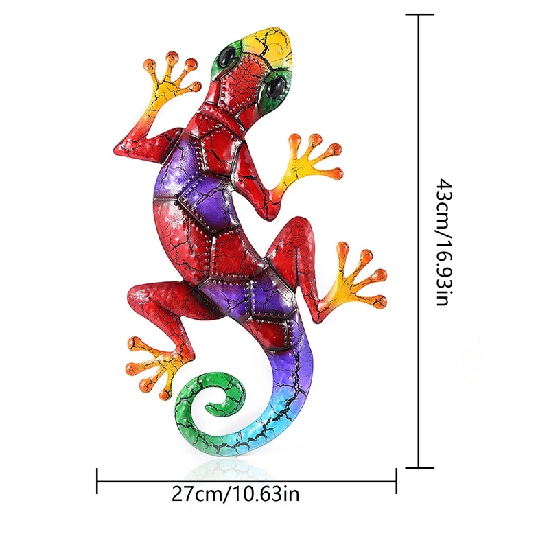 1Pc Metal Gecko Lizard Wall Art Dekoracyjna Do Domu Ogród Zewnętrzne Statuetki Rzeźby Zwierzęta Patio Trawnik Podwórko Sztuka Ścienna I Ogrodzenie