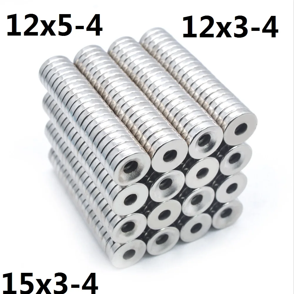 5~500Pcs 12x3 12x5 15x3 12*3 Hole 4 N35 NdFeB Countersunk Round Magnet Super Powerful Strong Permanent Magnetic imanes Disc new