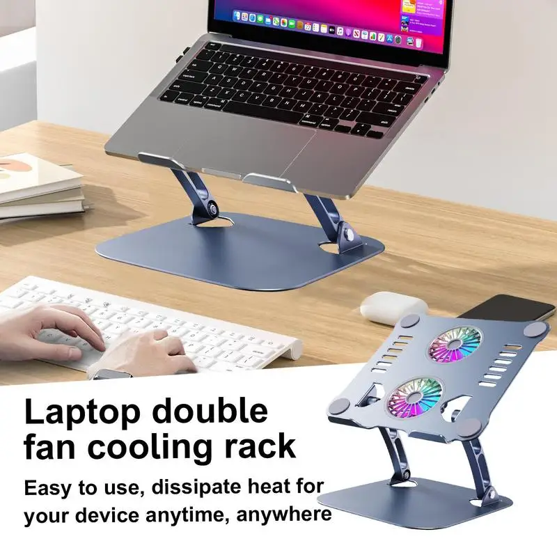 Laptop Stand Fan Lifting Laptop Cooling Stand Ergonomic Foldable Lifting Laptop Cooling Pad With Double Fan Adjustable Height