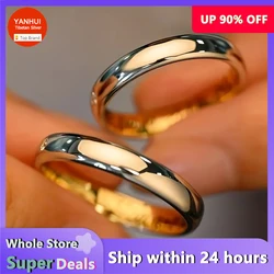 Non-fading Classic 4mm Round 925 Silver/18K Golden Rings Eternal Wedding Band Fashion Accessories Lover's Gift Jewelry