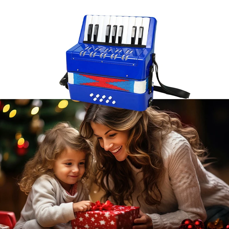 17 Keys 8 Bass Accordion Children's Educational Musical Instrument For Students Beginners Durable