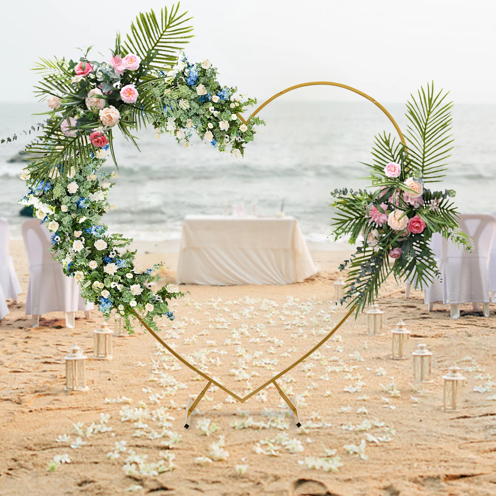 Loving Heart Arch, Metal Wedding Arch,Heart-Shaped Arch Stand Arch Climbing Frames for Wedding Birthday Background Decorations