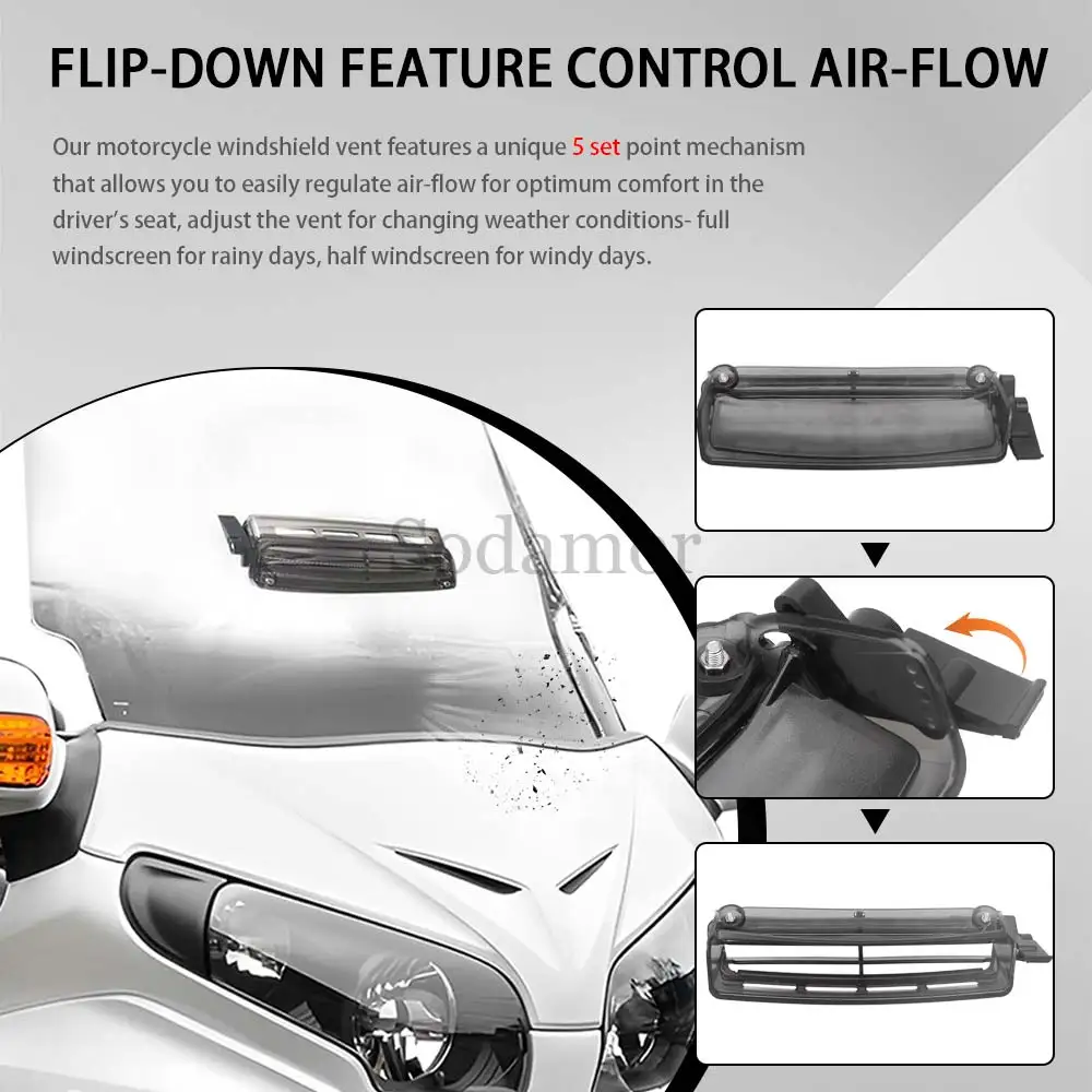 الزجاج الأمامي لتدفق الهواء النقي تنفيس الدخان/نافذة الزجاج الأمامي الشفافة لهوندا الذهب الجناح GL1800 GL1800HP GL1800BM GL1800P 2001-2017