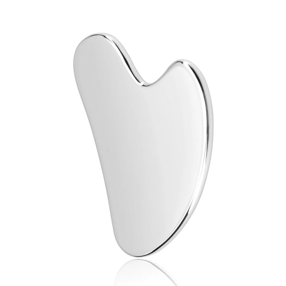 STAWHO 1PCS Stainless Steel Gua Sha Facial Tool Double Chin Reducer Face Sculpting Lymphatic Massage with Pouch Self Care Gift