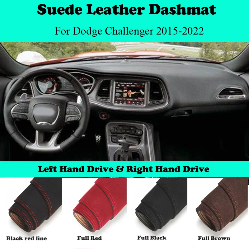 Ornaments Car-styling Suede Leather Dashmat Dashboard Cover Dash Mat For Dodge Challenger SXT SRT 392 AWD 2015 2016 2020-2022