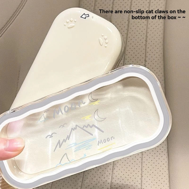 1PC Minimally Designed Landscape Glasses Portable Anti Pressure Portable Myopia Glasses Case Sunglasses Student Storage Men's A
