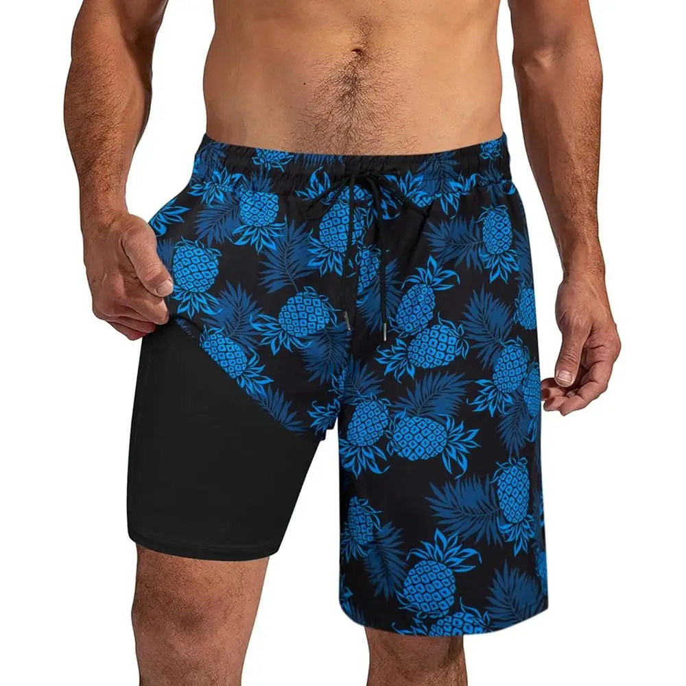 

Мужские плавки-шорты 9 дюймов с компрессионной подкладкой, быстросохнущие, с карманами, размеры S-2XL