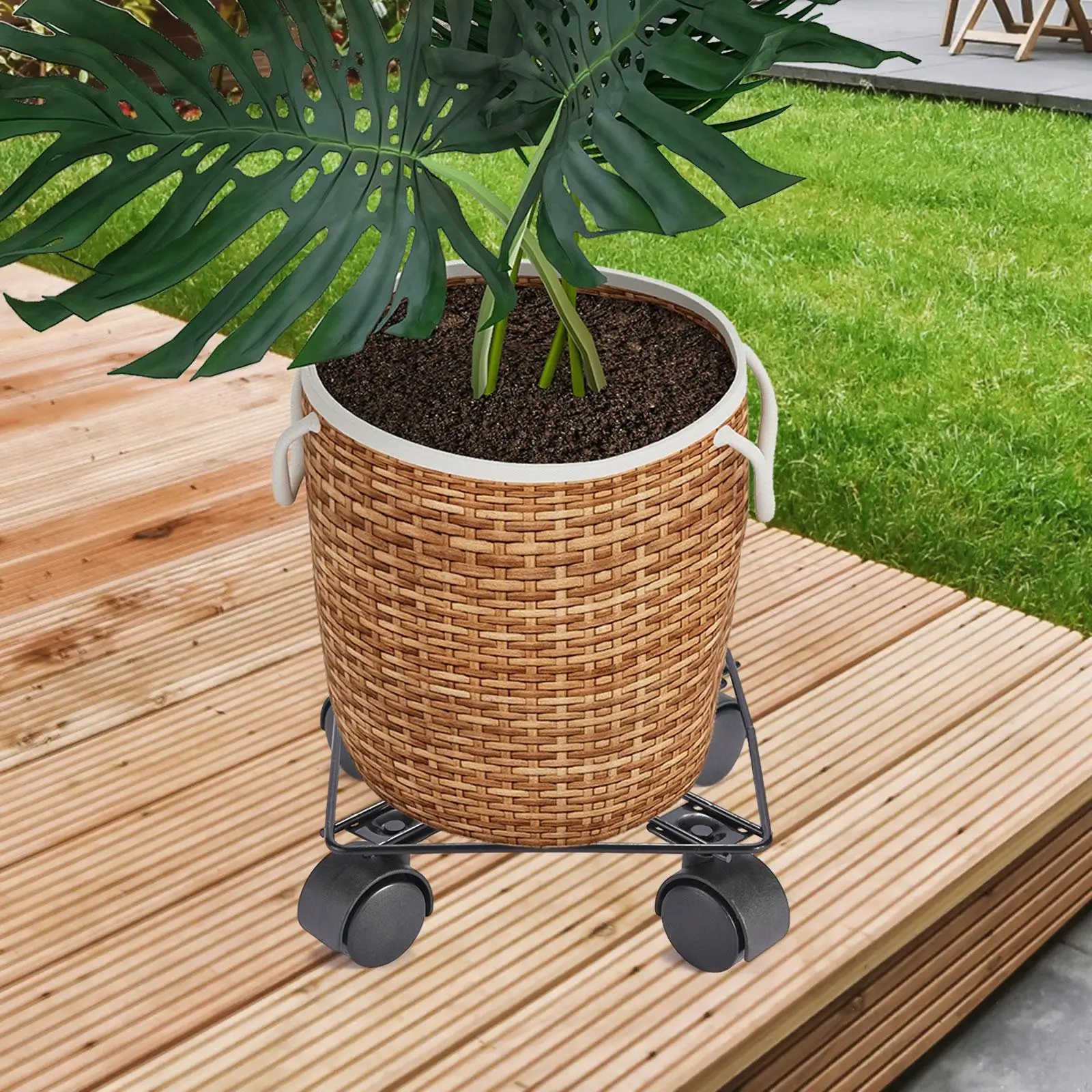 Universal Plant Tray with Casters Movable Flower Pot Rack Rolling Pallet Stand for Outdoor Planters