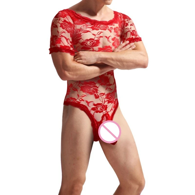 ملابس علوية شفافة من الدانتيل مُزينة بالزهور من سيسي يوتار للرجال ملابس داخلية مثيرة شبكية شفافة ملابس داخلية كبيرة الحقيبة ثونج بيجامات نيسيي #4